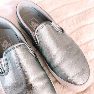 slip on vans (metallic blue)